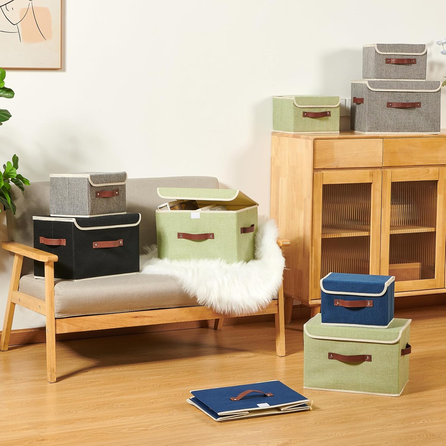 Linen Beige Storage Bin — Set of 1 - View 5