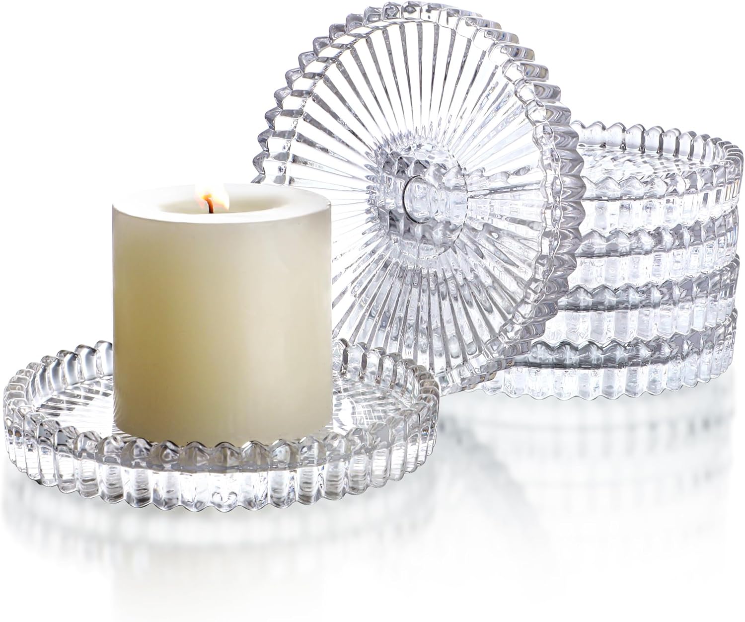 Round Luxe Black Pillar Candle — 4" — Clear