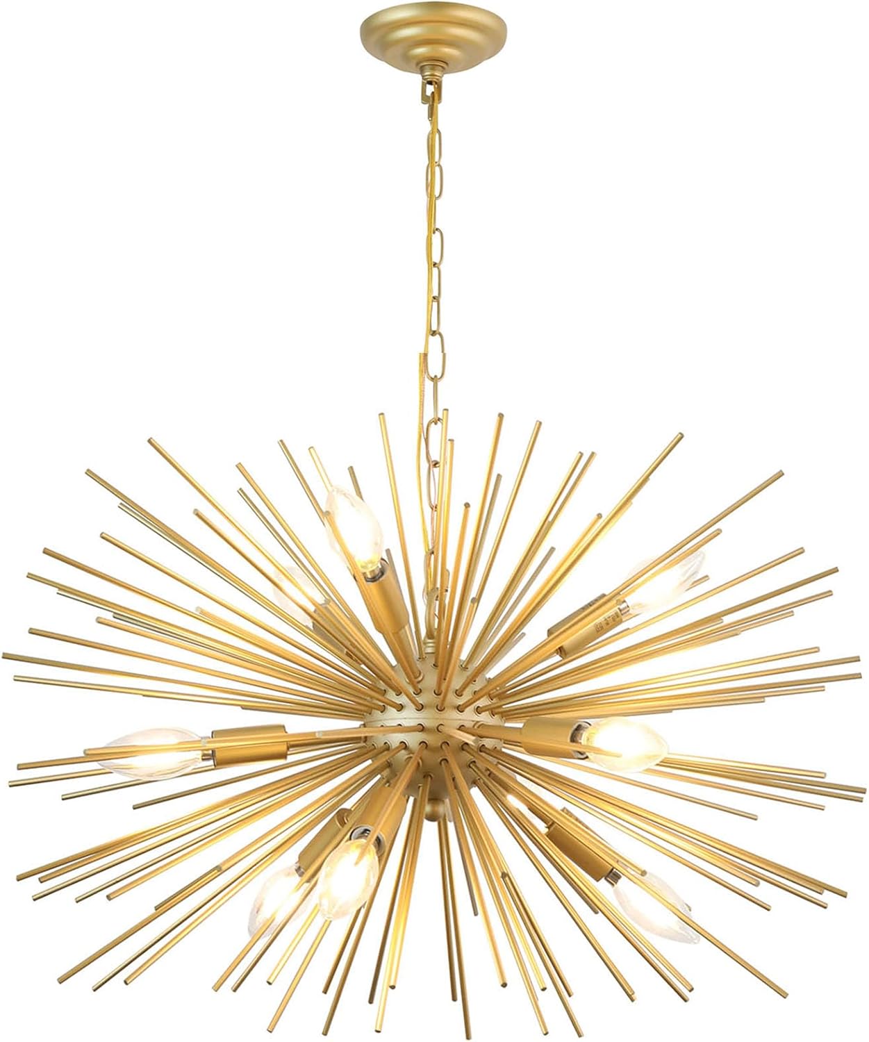 Modern Black Chandelier — 4-Light — Golden 24" 9-Light