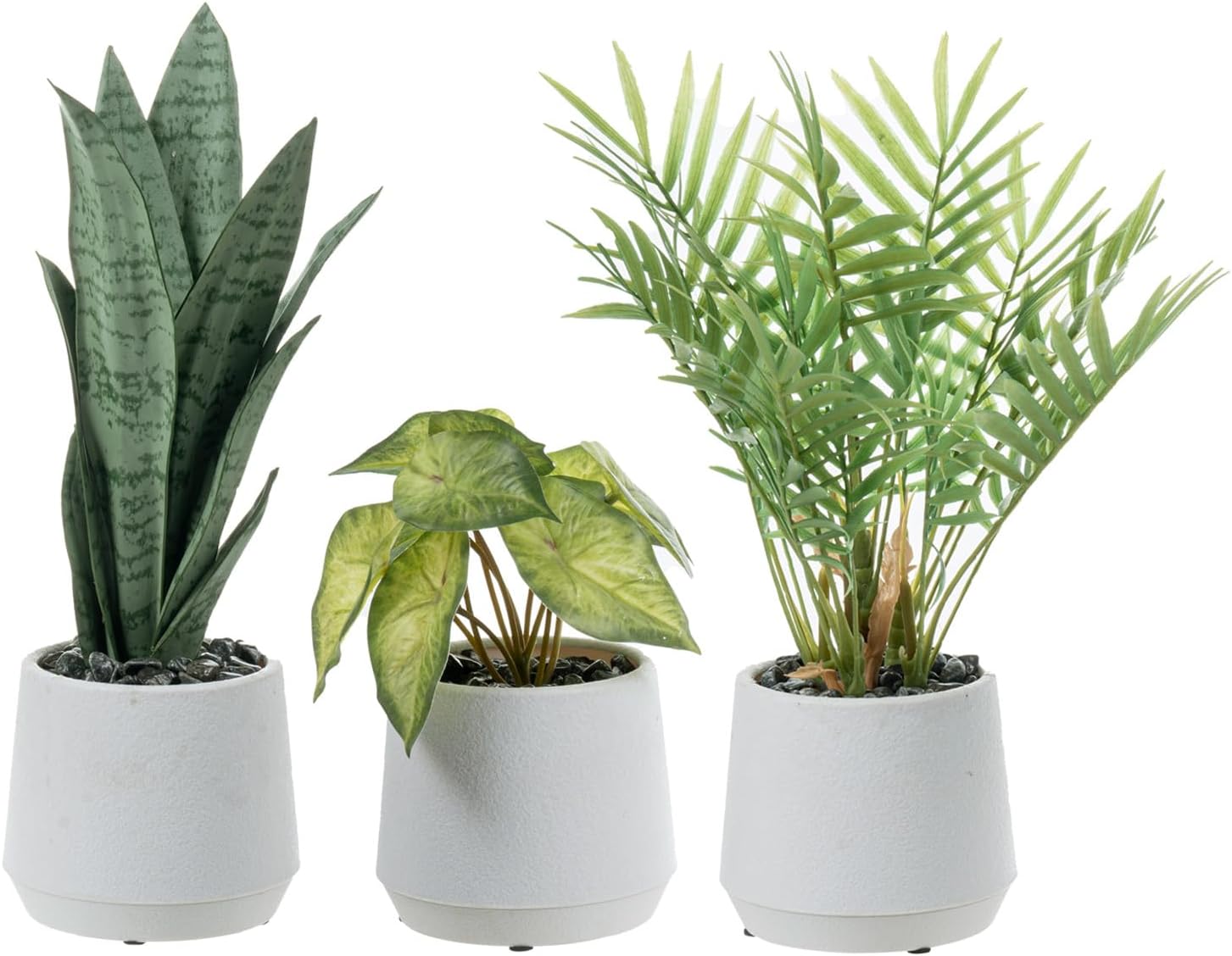 Round Modern Black Artificial Plant — 7" — Green