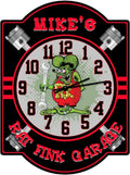 Green Wall Clock — Red