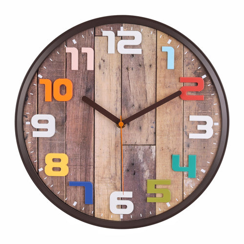 Battery Operated Brown Wall Clock — 12"