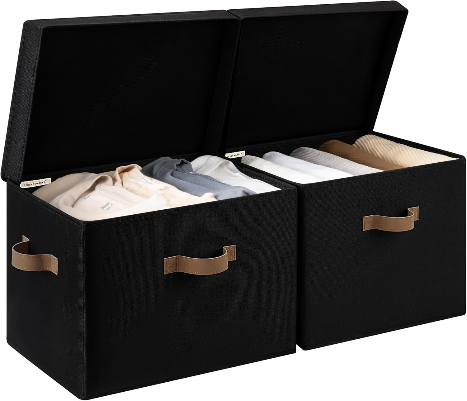 Beige Storage Bin — Black