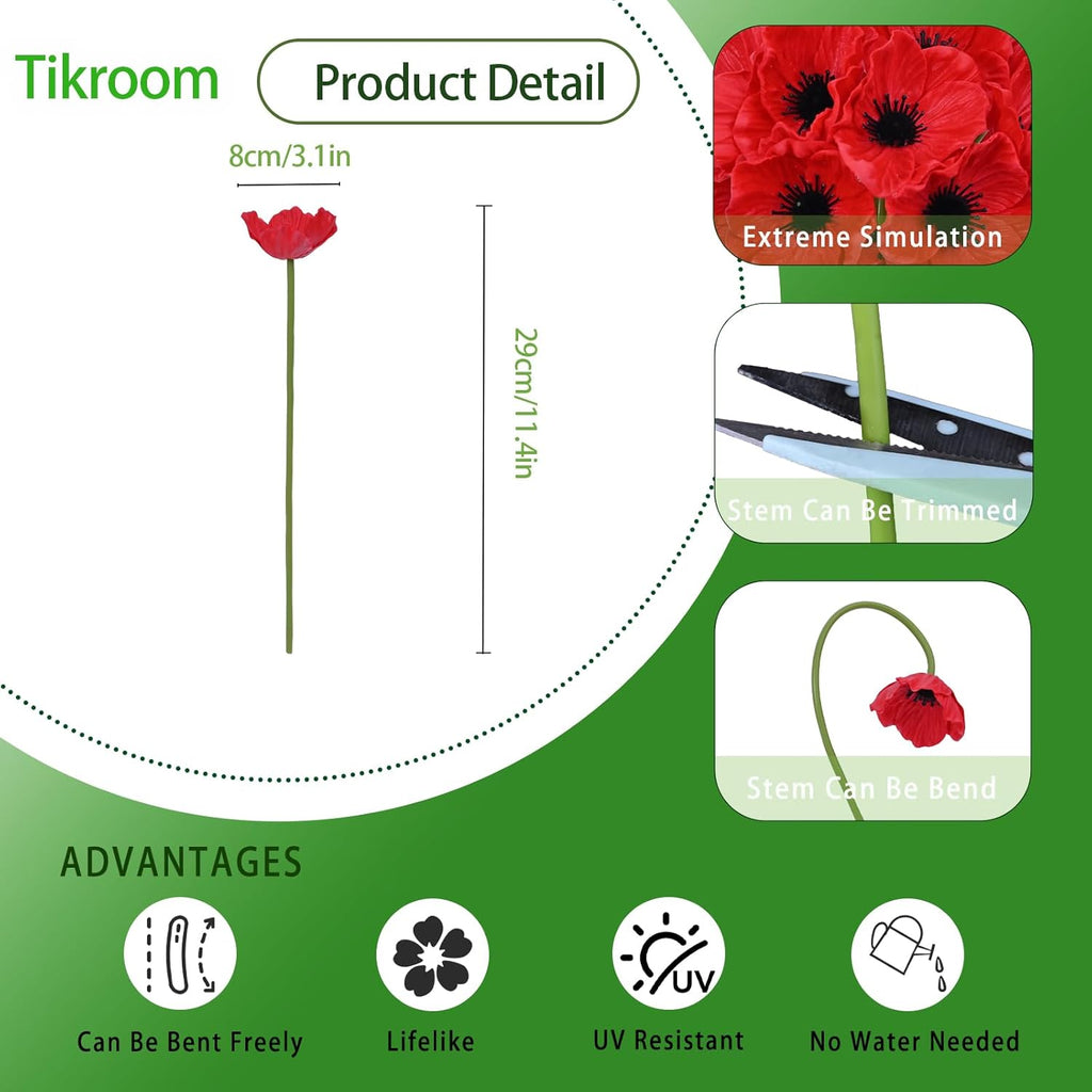 Red Artificial Flowers — 11" - View 6