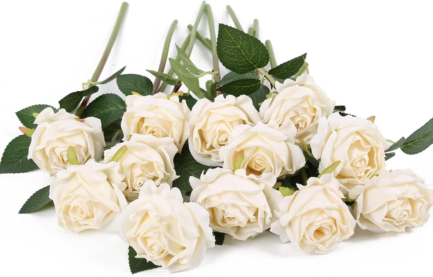 Vintage Brown Artificial Flowers — 12pcs-off White