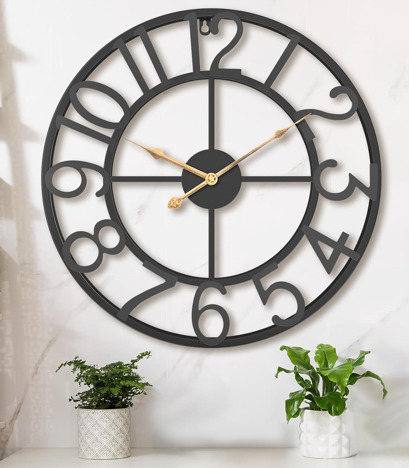 Oversized Farmhouse Black Wall Clock — 24" — Black Arabic
