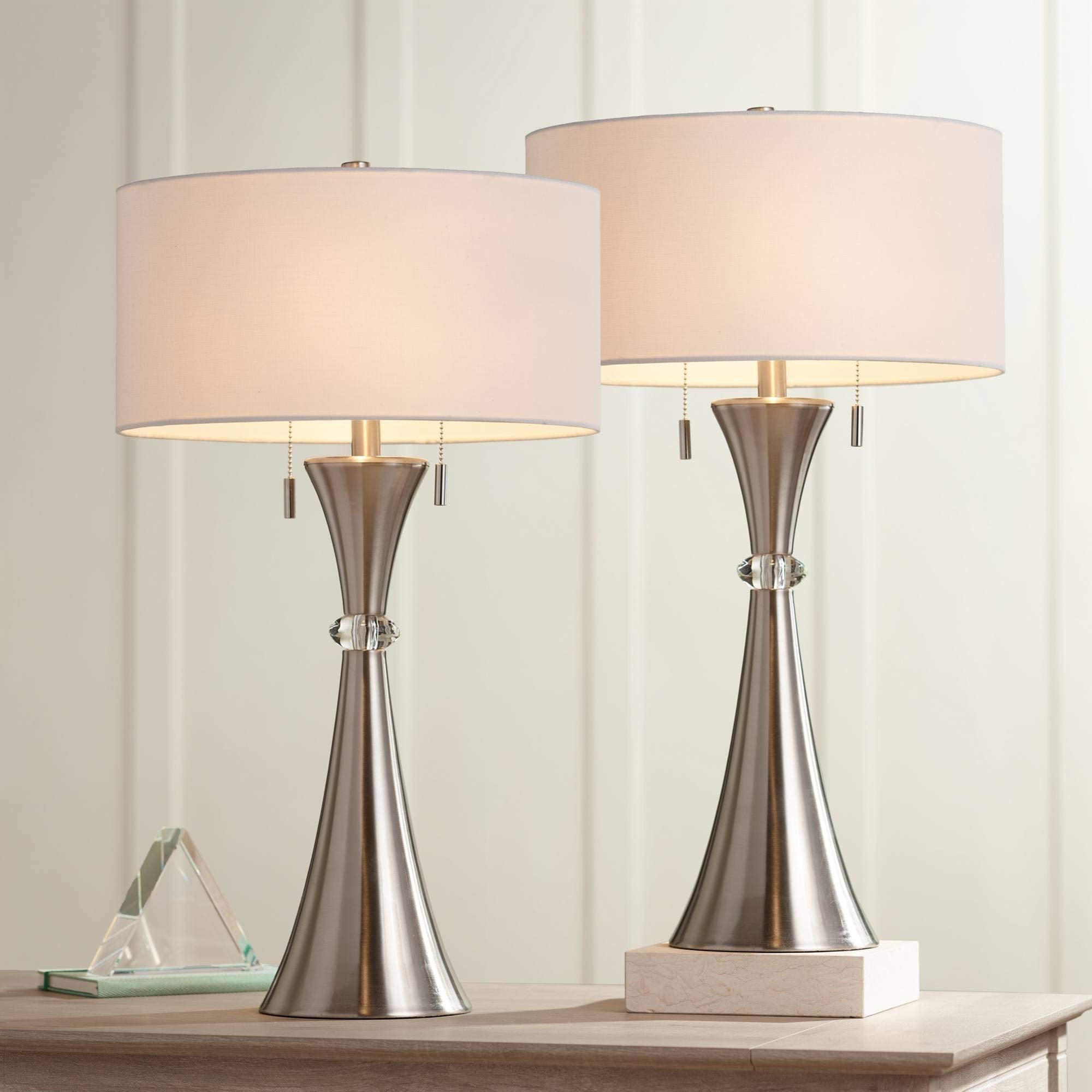 Modern Silver Table Lamp — 28"