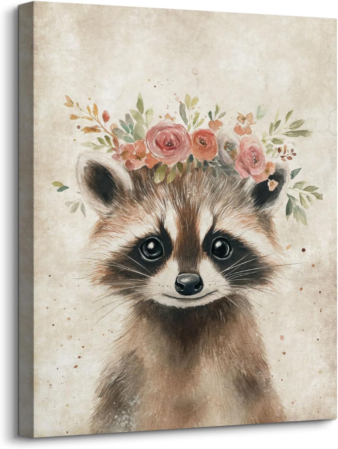 Framed Mid-Century Metal Canvas Wall Art — 12" — AA25-82-Raccoon