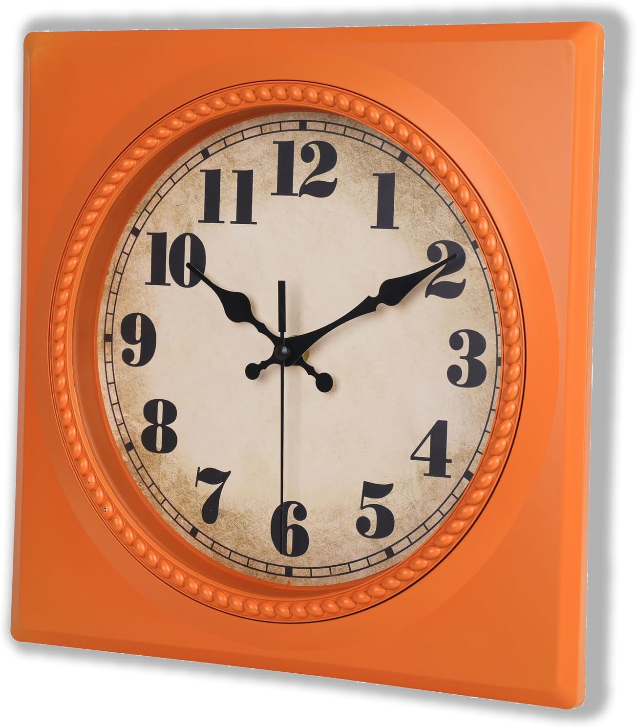 Battery Operated Mid-Century Gold Wall Clock — 12" — Orange