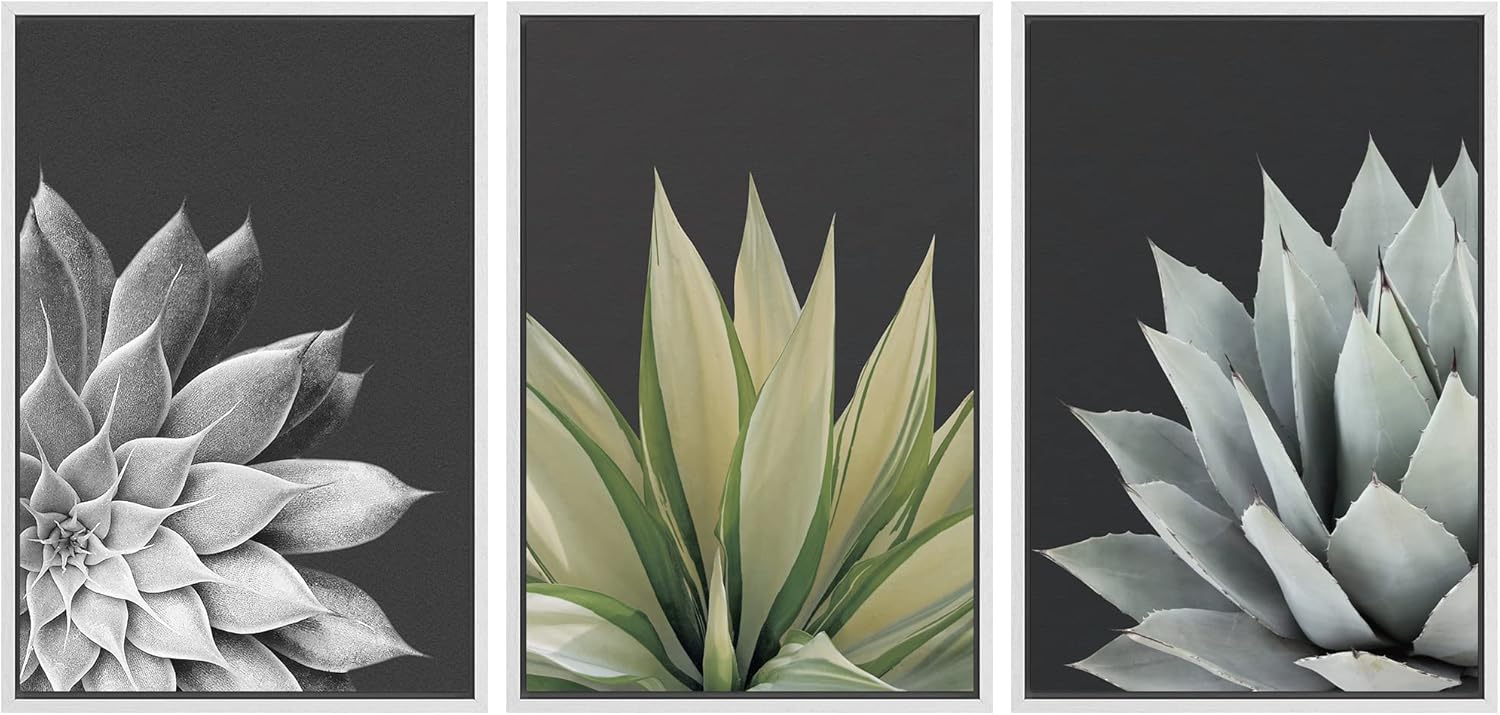 Framed Farmhouse Fabric Wall Art — 24" — 16"x24"x3 Panels White