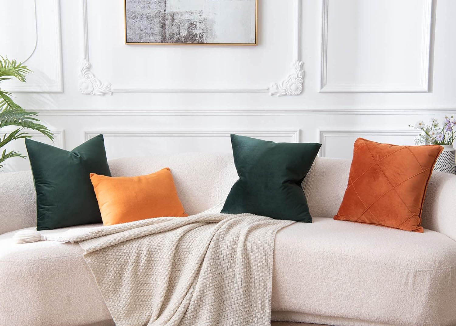 Velvet Luxe Beige Throw Pillow Cover — 14" - View 4
