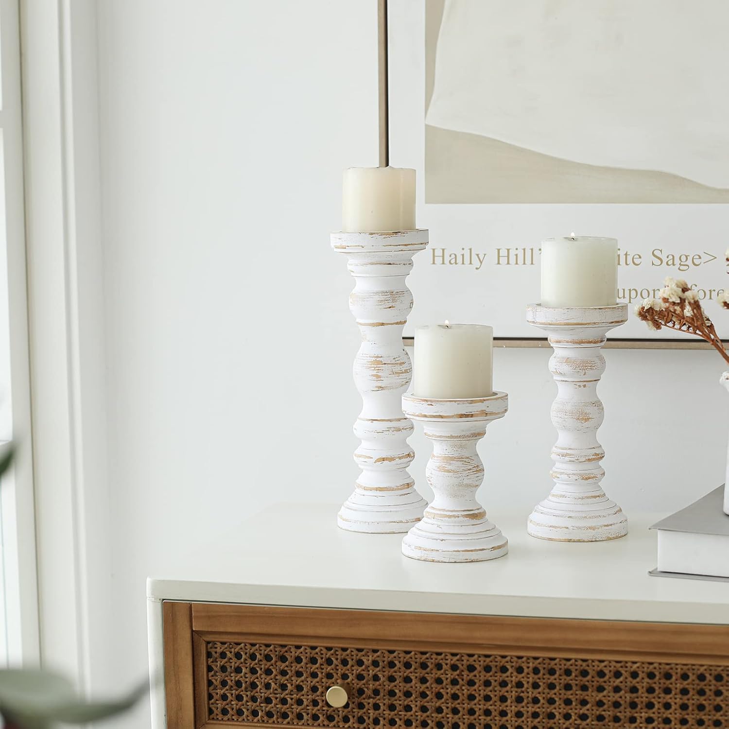Farmhouse Black Pillar Candle — Set of 3 - View 5