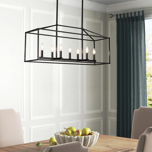 Adjustable Farmhouse Black Chandelier — 7-Light - View 2