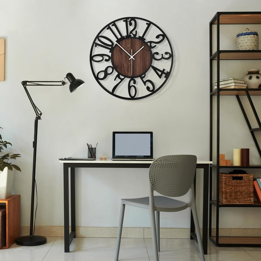 Battery Operated Farmhouse Black Wall Clock — 24" - View 6