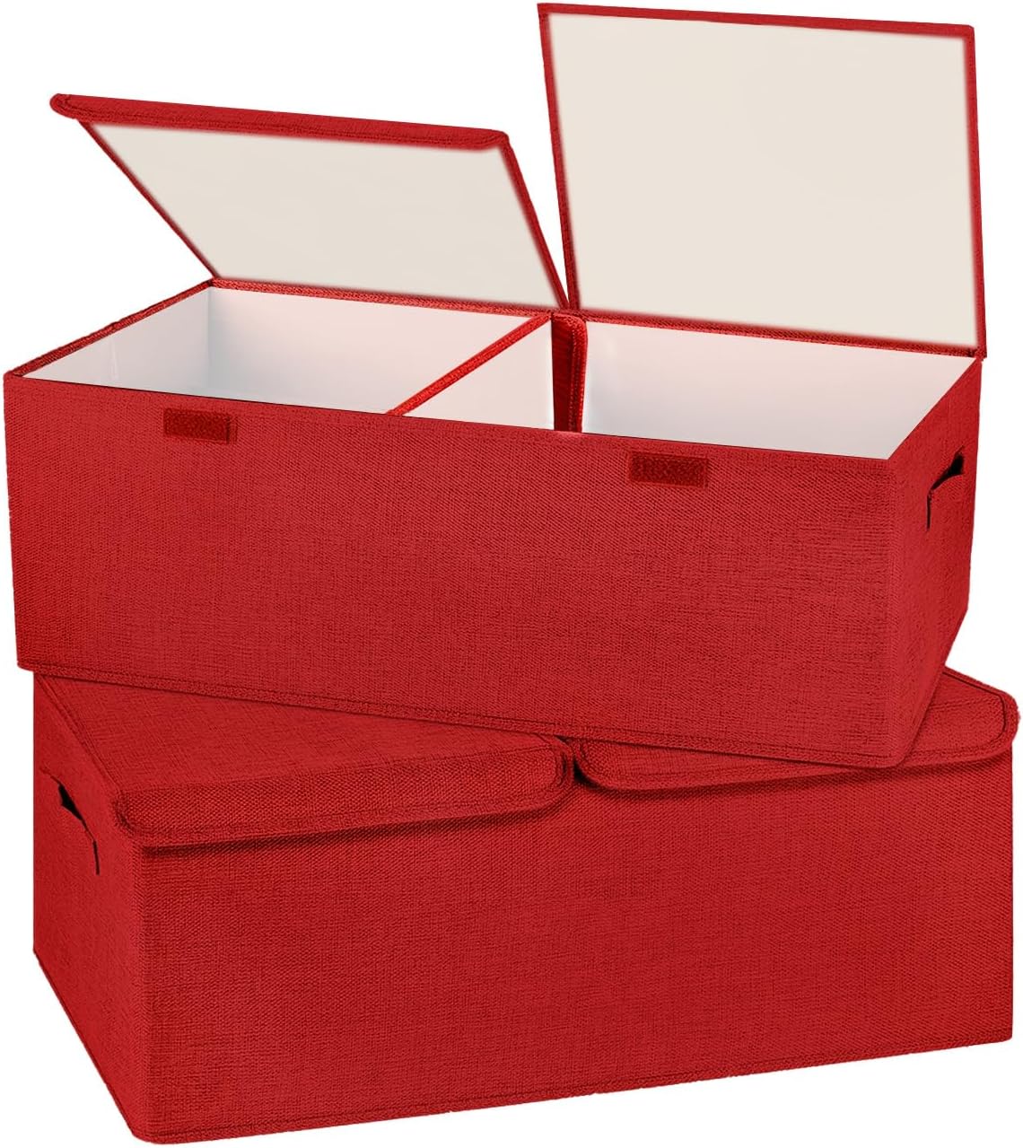 Linen Beige Storage Bin — Red