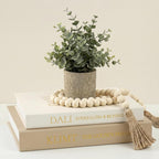 Linen Beige Storage Basket — Set of 2 — Khaki-White(with bead garland)