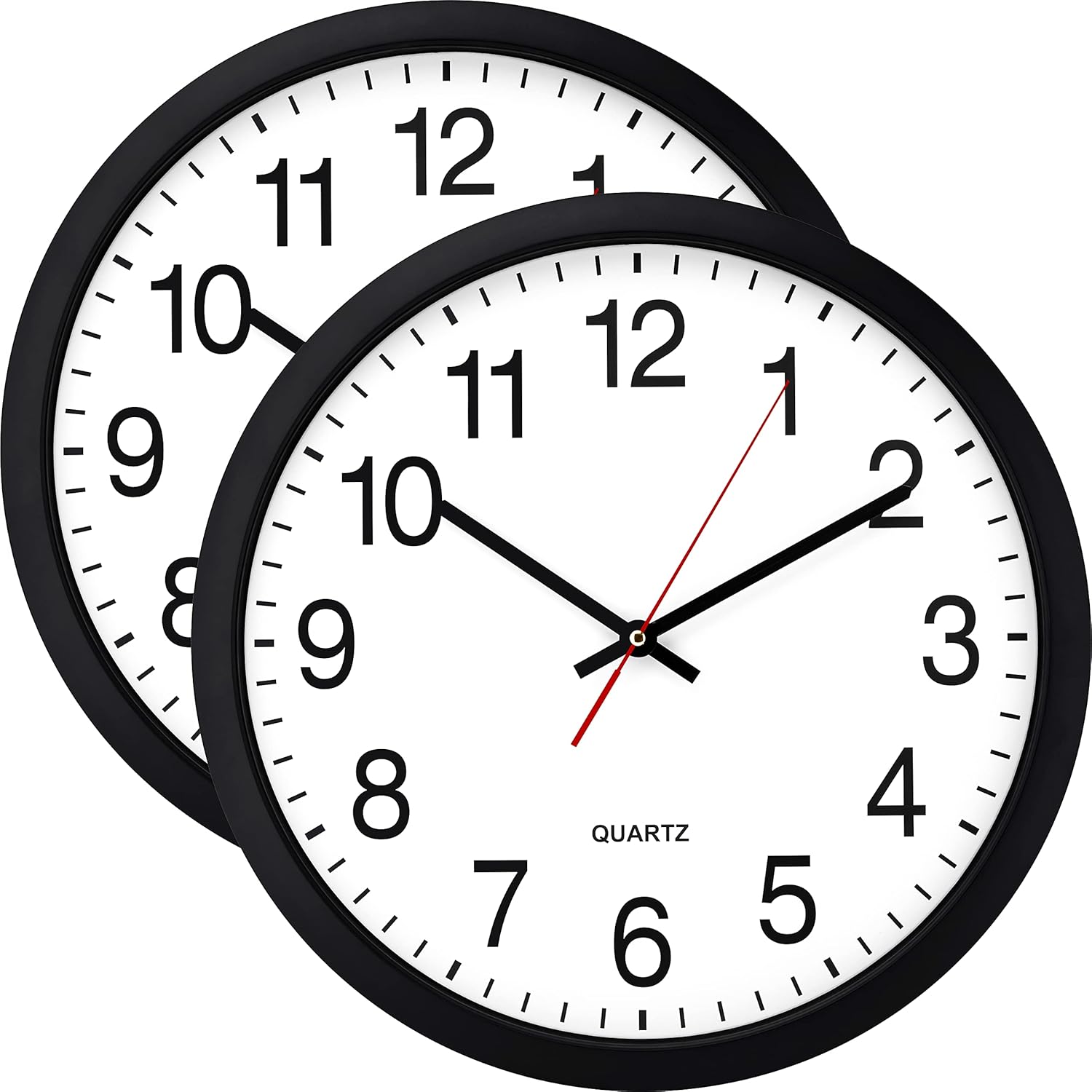 Battery Operated Black Wall Clock — 13" — Black