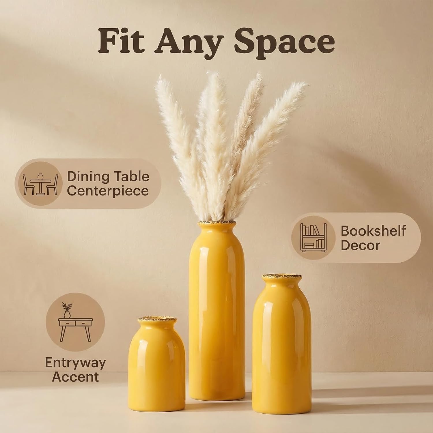 Farmhouse Blue Decorative Vase — Set of 3 - View 4