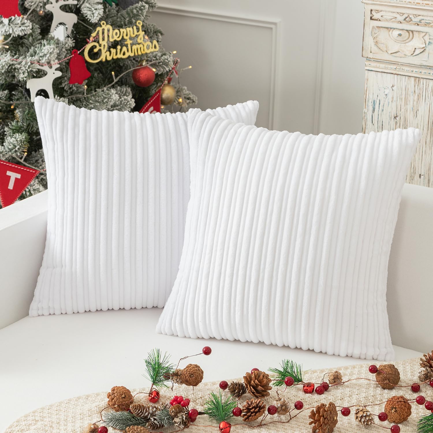 Lumbar Boho Beige Pillow Cover — 20" — 22" x 22" (Pack of 2)
