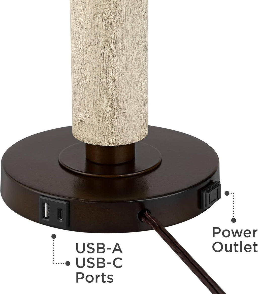 USB Mid-Century Brown Table Lamp — 28.5" - View 7