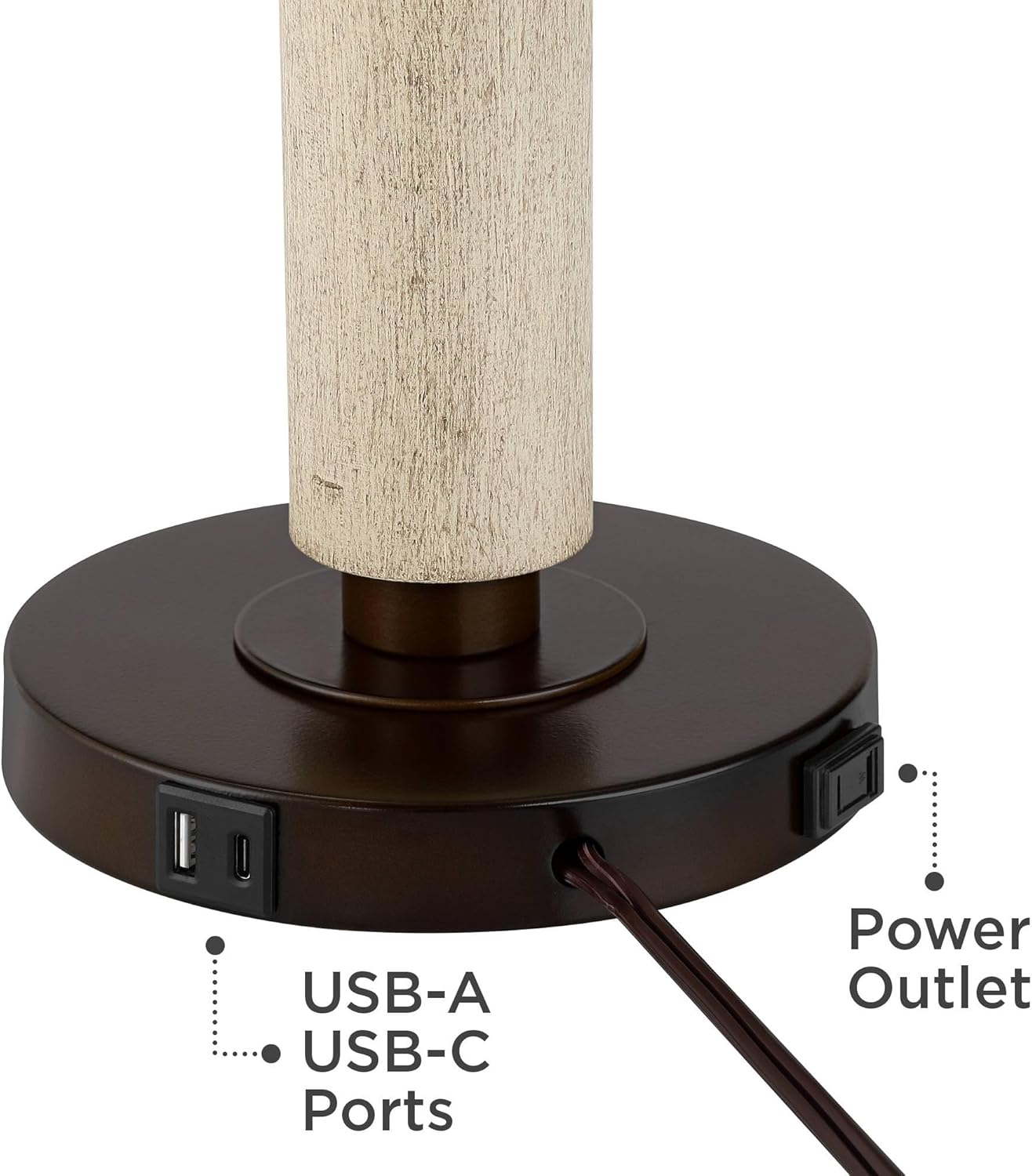 USB Mid-Century Brown Table Lamp — 28.5" - View 7