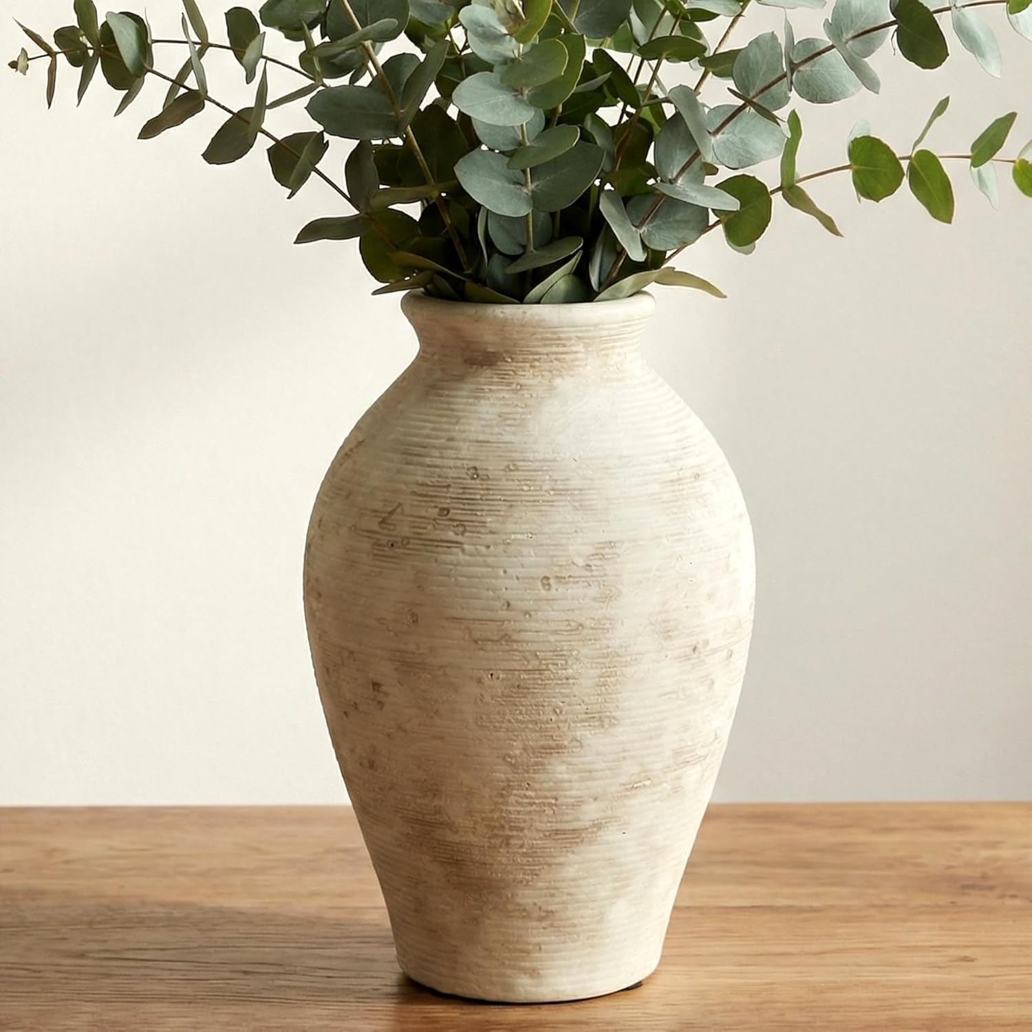 Farmhouse Beige Flower Vase — 9 In-retro