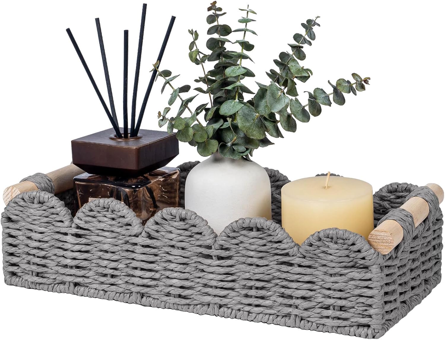 Beige Storage Basket — 14" — Grey