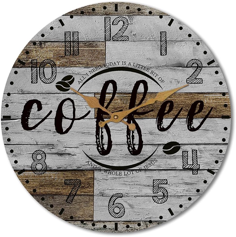Farmhouse Blue Wall Clock — 12" — Coffee Grey