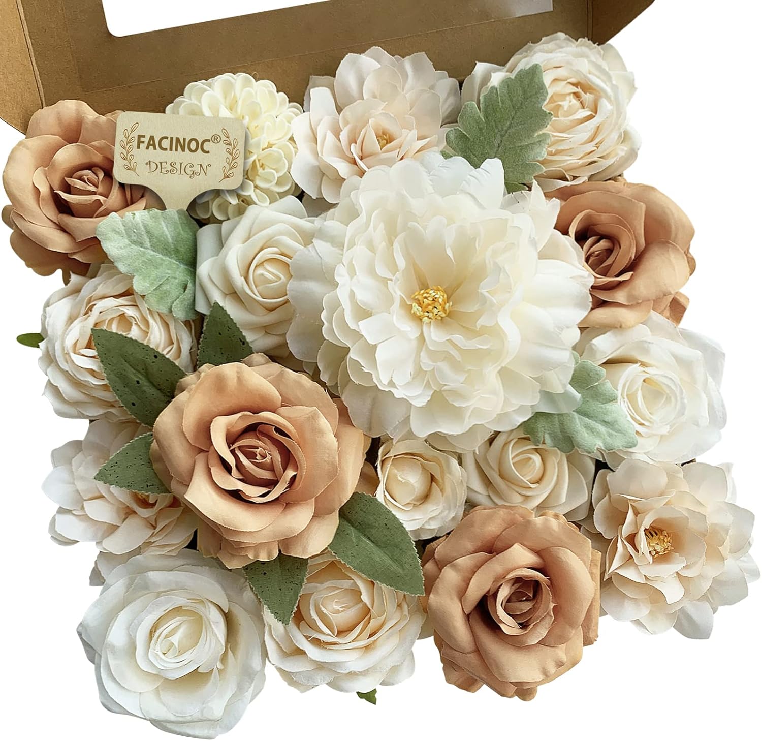 Beige Artificial Flowers — Nude, Beige, White