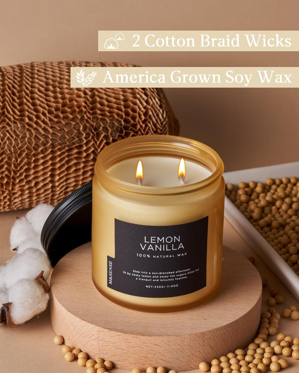 Soy Wax Beige Scented Candle - View 3