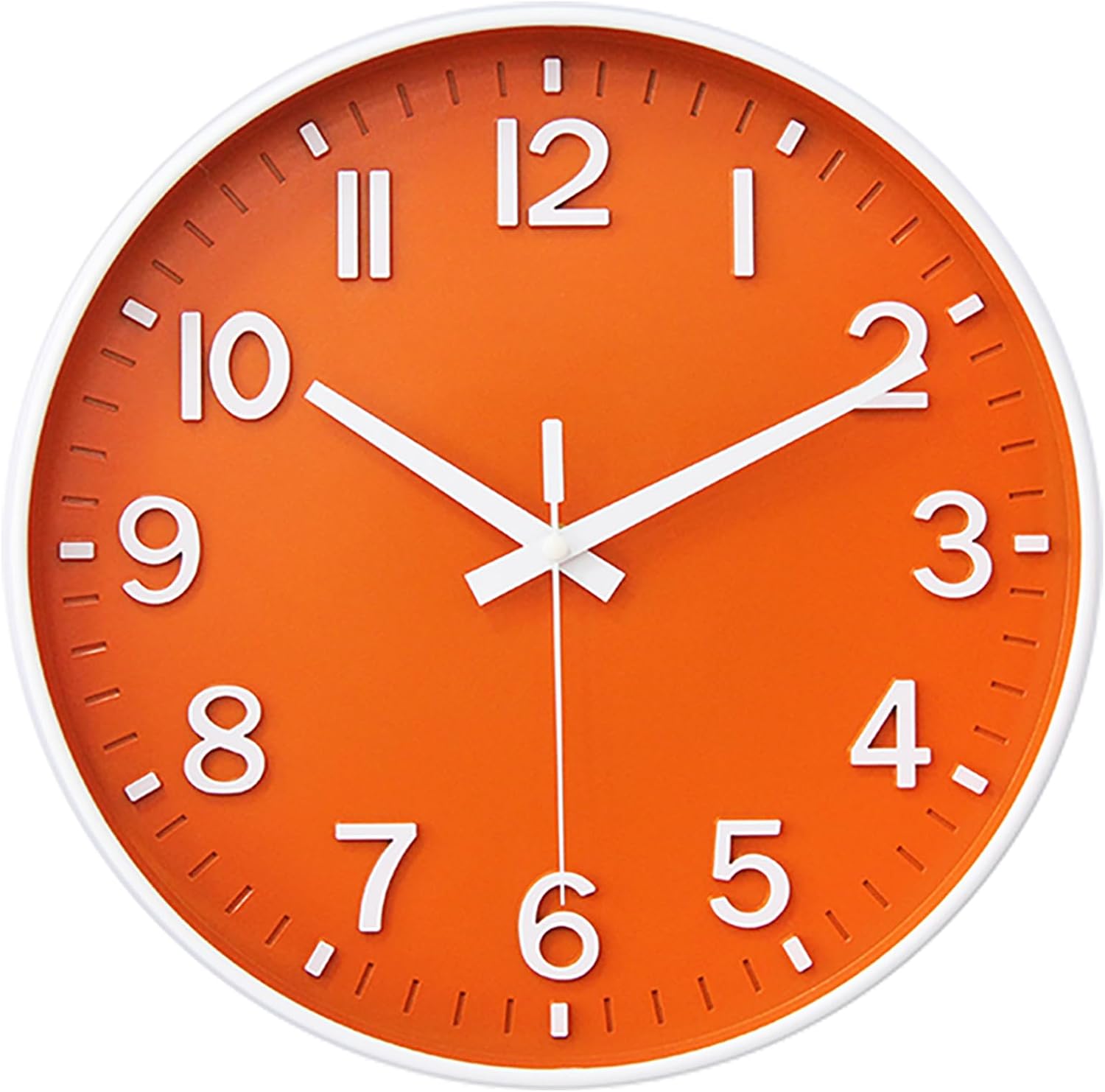 Battery Operated Luxe Black Wall Clock — 8" — Orange