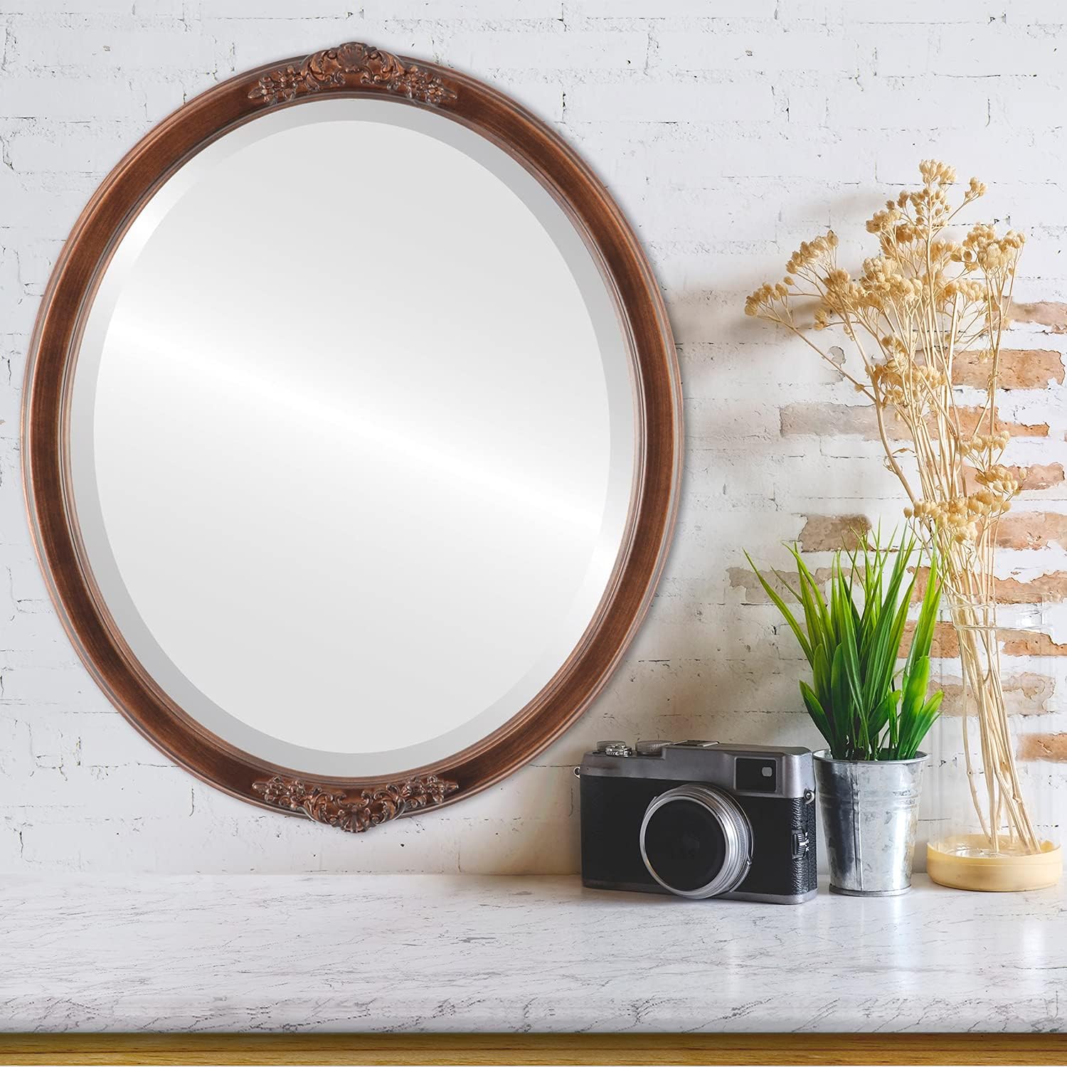 Beveled Luxe Beige Wall Mirror — 26" - View 3