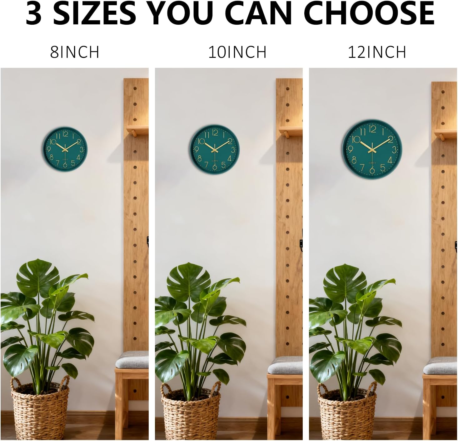 Battery Operated Modern Blue Wall Clock — 12" - View 9