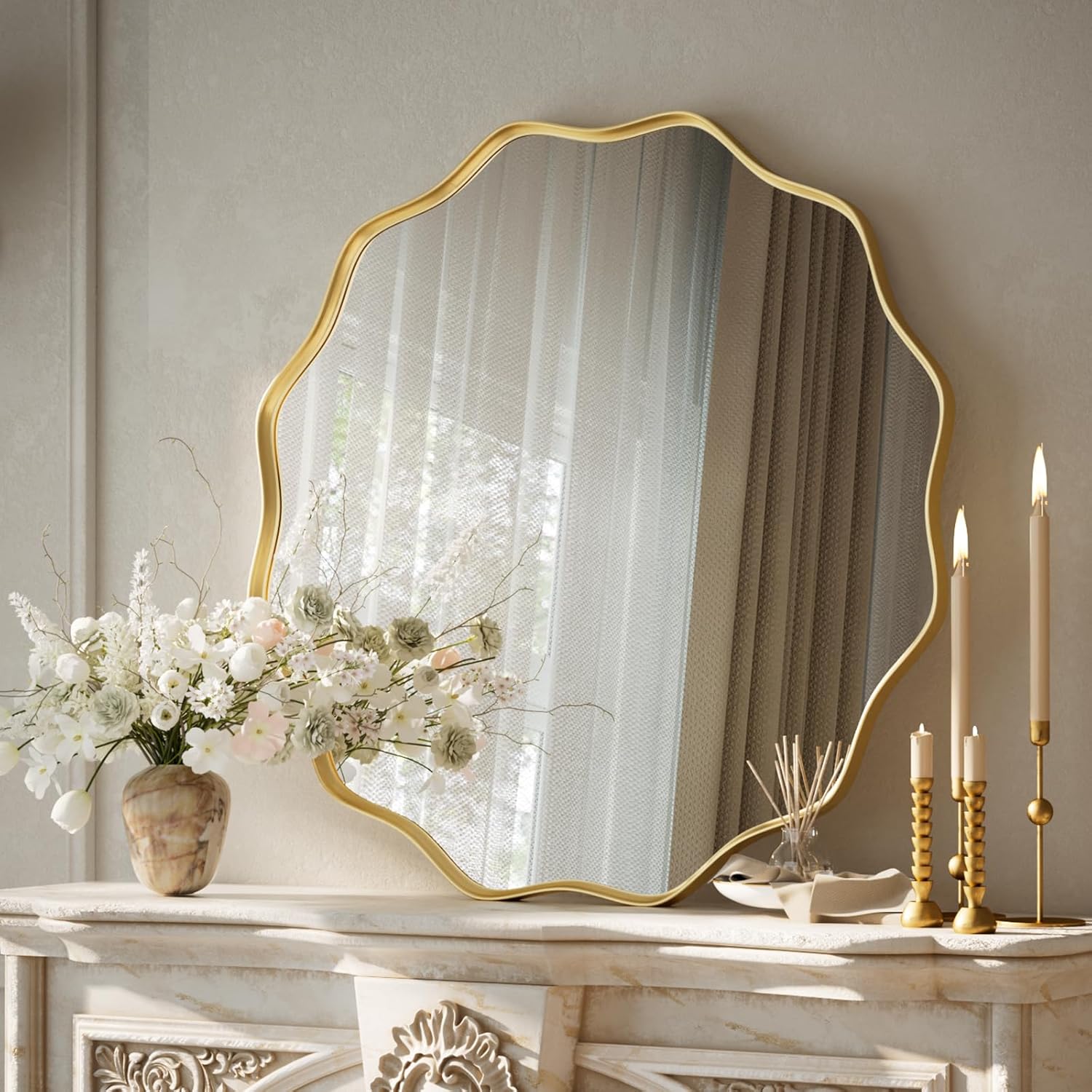 Round Luxe Black Wall Mirror — 24" - View 5
