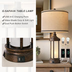 USB Farmhouse Black Table Lamp — 25" - View 3