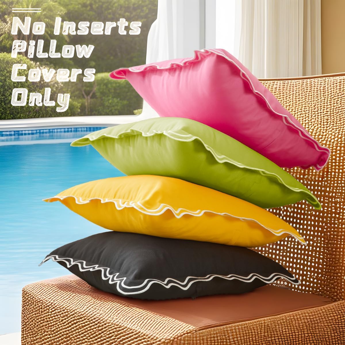 Embroidered Black Pillow Cover — 20" - View 5