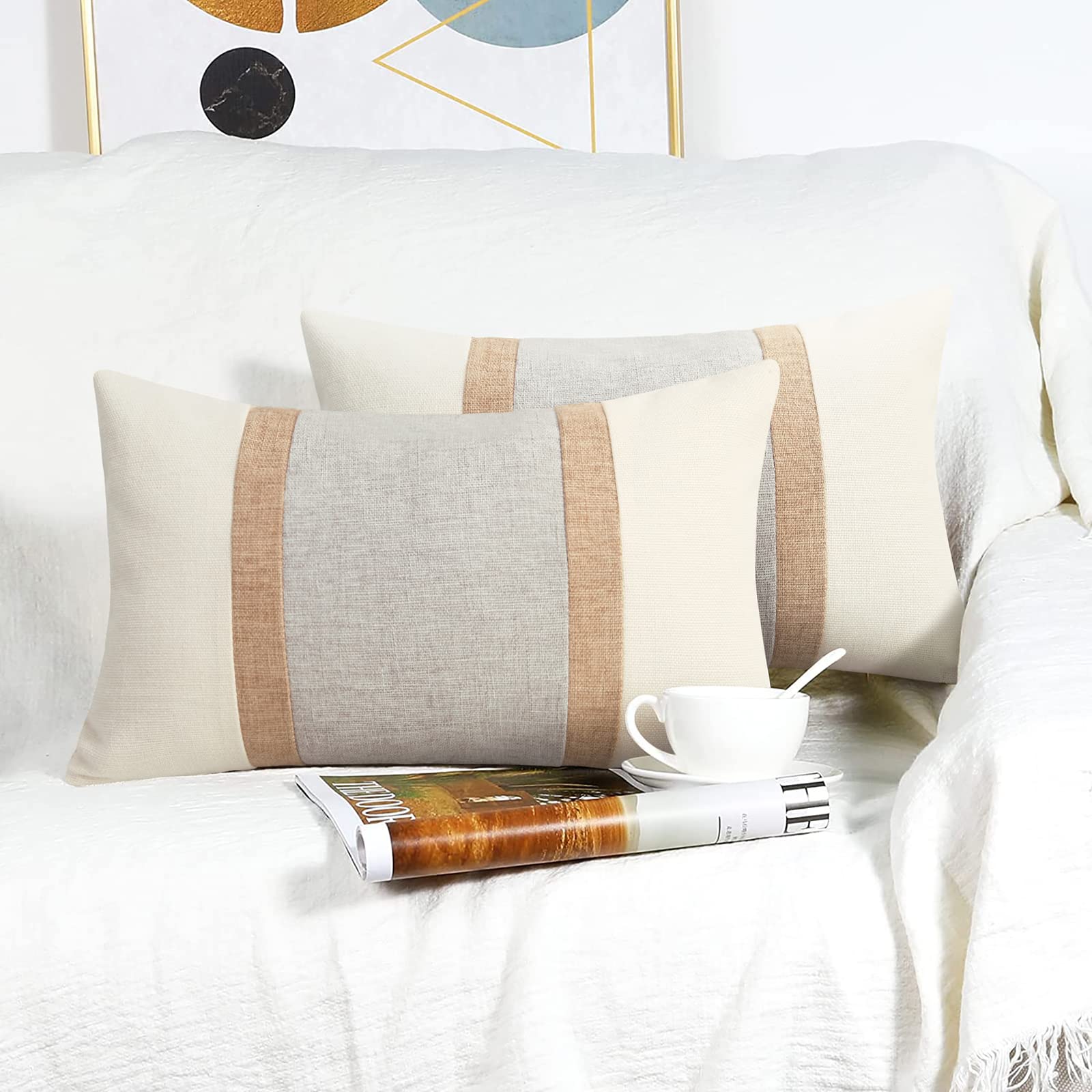 Lumbar Boho Fabric Throw Pillow Cover — 20"