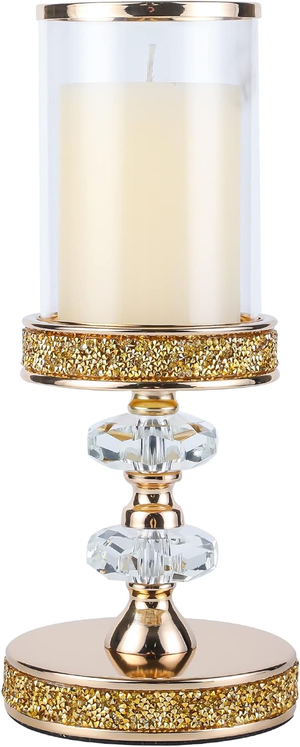 Luxe Glass Pillar Candle — Gold ( M )