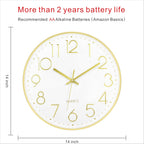 Battery Operated Luxe Beige Wall Clock — 14" - View 2