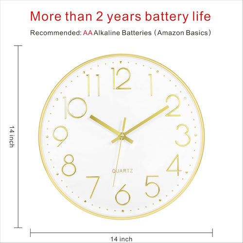 Battery Operated Luxe Beige Wall Clock — 14" - View 2