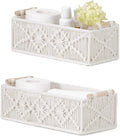 Boho Rattan Storage Basket — Set of 2 — Warm White-X