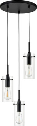 Modern Black Chandelier — 3-Light — Black