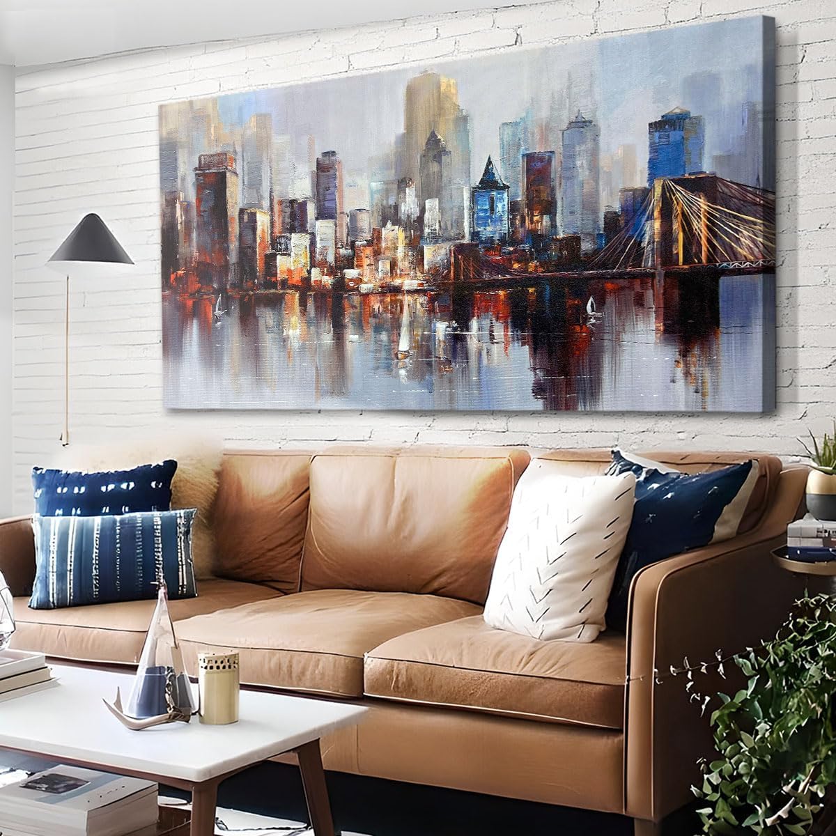Framed Beige Canvas Wall Art — 40" — 58"L x 29"W