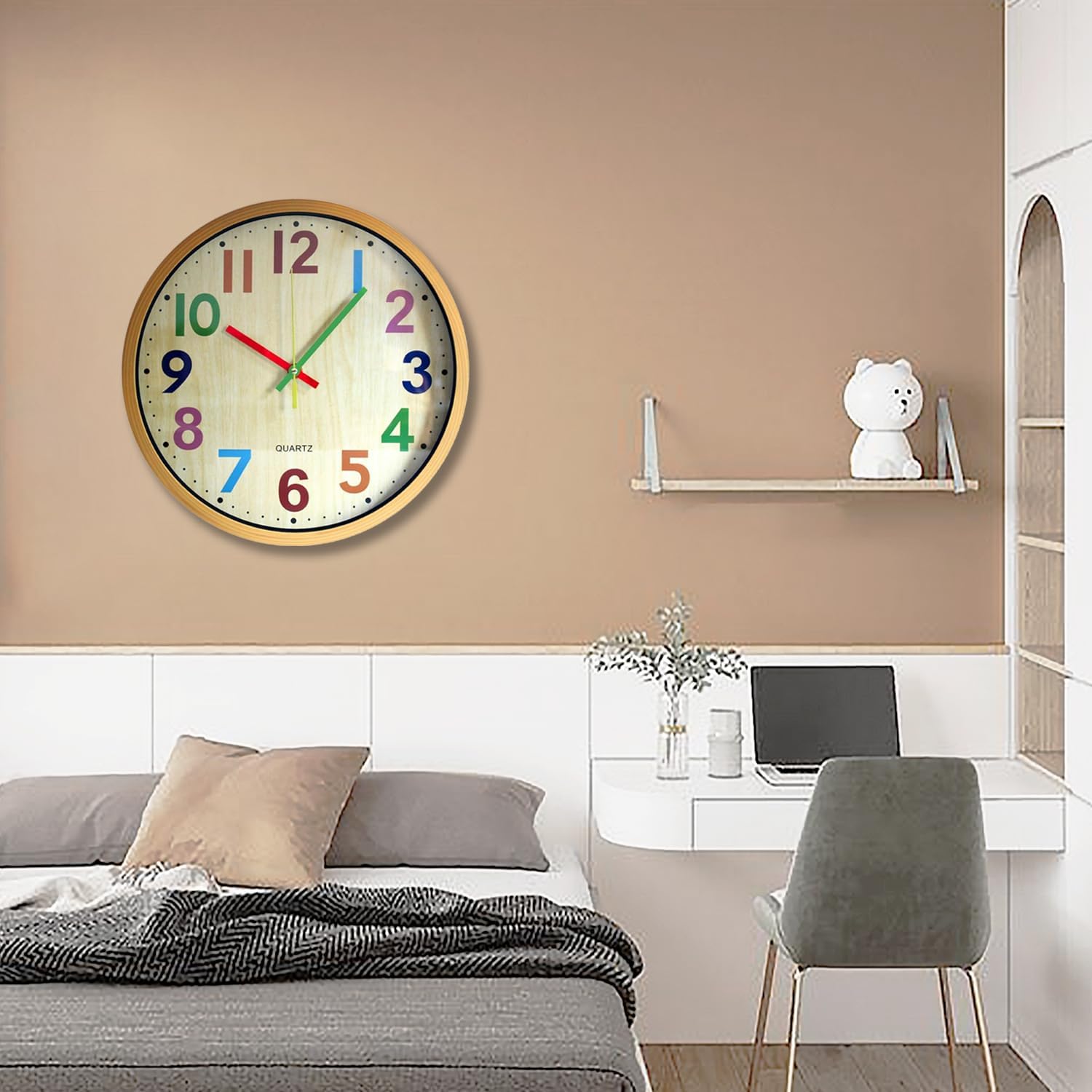 Battery Operated Black Wall Clock — 12" - View 5