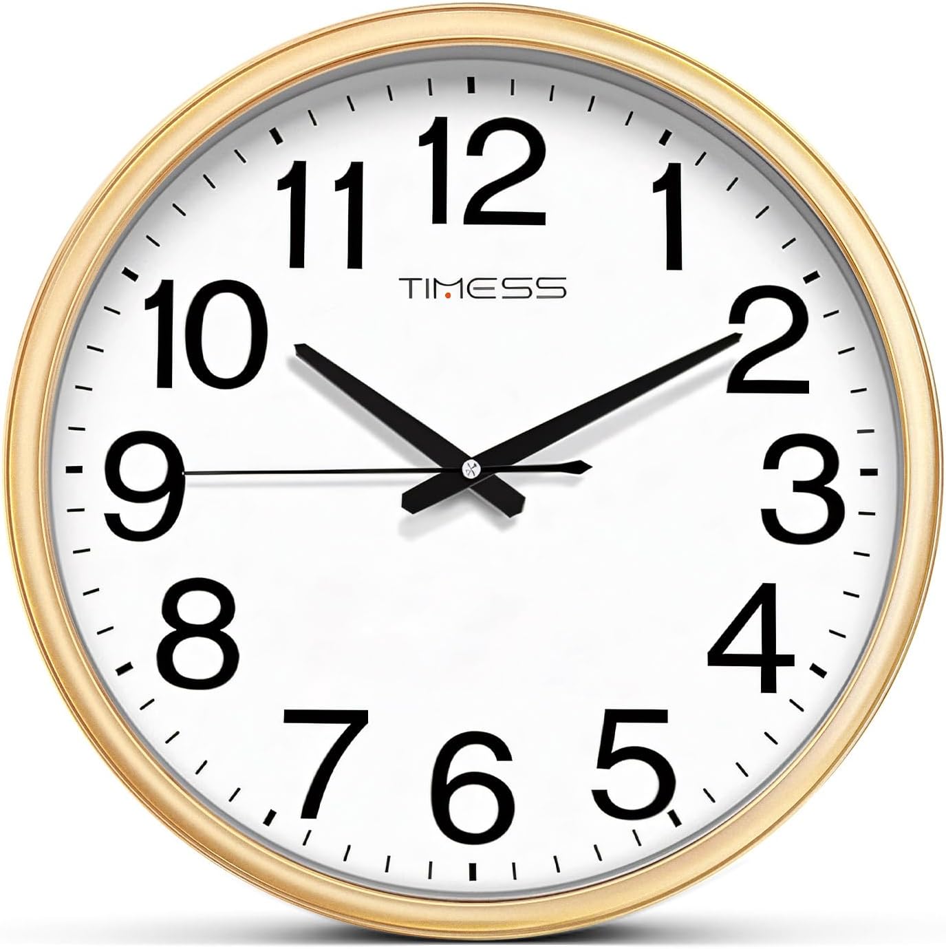 Battery Operated Modern Brown Wall Clock — 11" — Gold