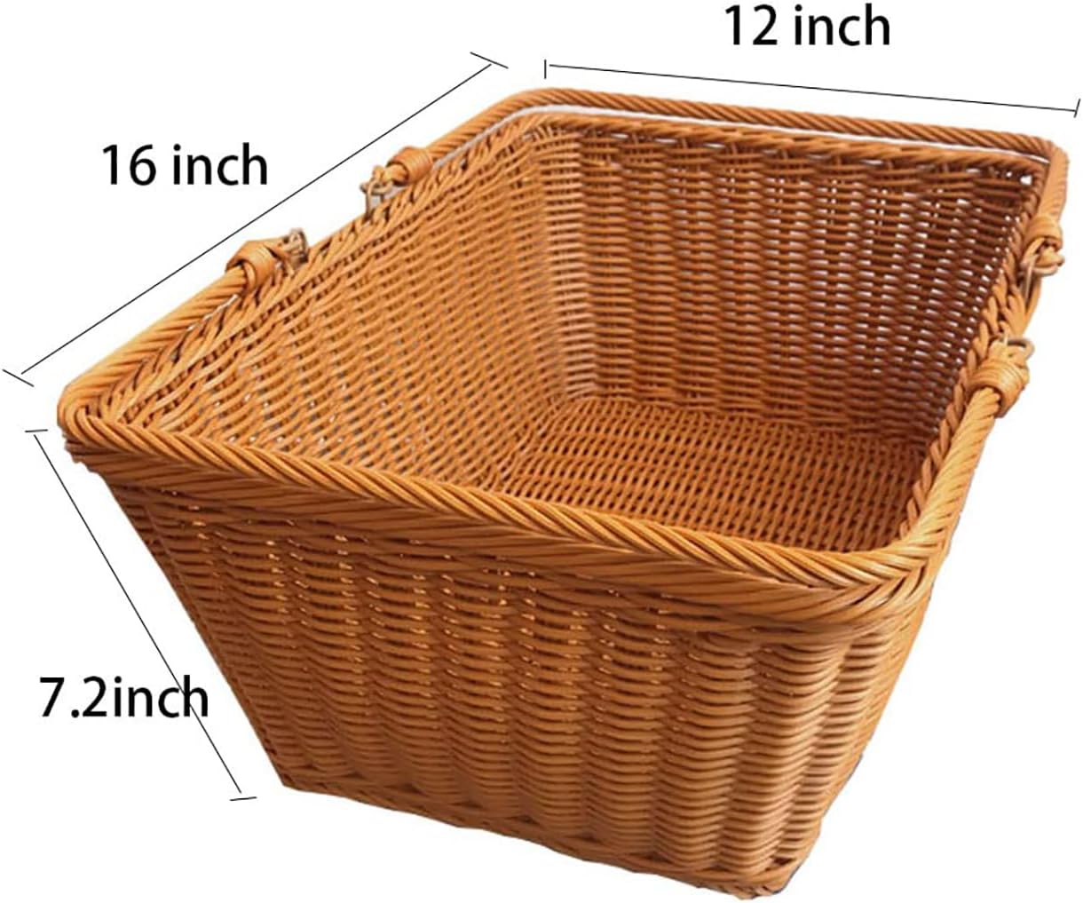 Boho Rattan Woven Basket — 15.8" - View 3