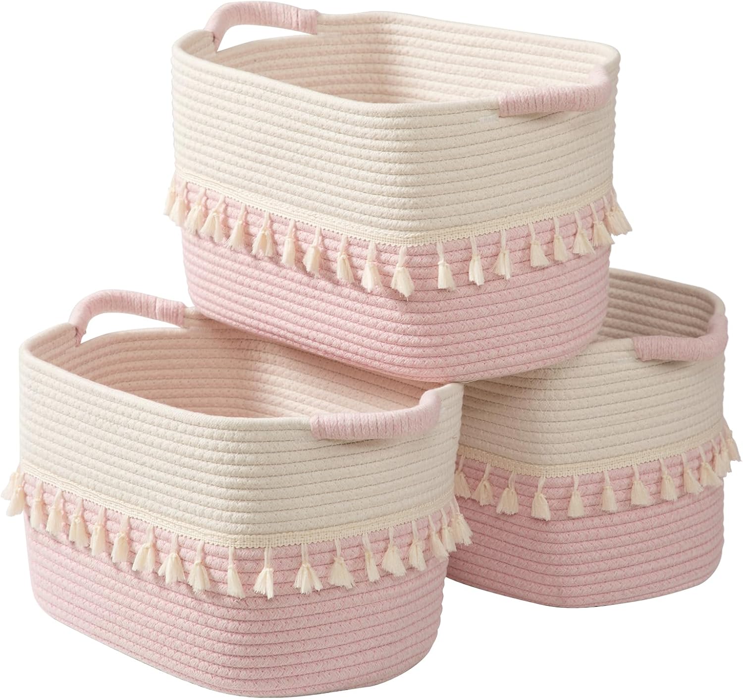 Boho Black Vase — Set of 3 — White & Pink