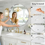 Framed Metal Round Mirror — 28" - View 9