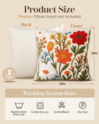 Embroidered Boho Red Throw Pillow Cover — 18" - View 4