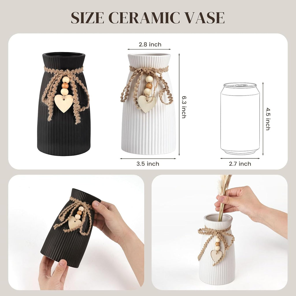 Farmhouse Black Flower Vase — 6.3" - View 7